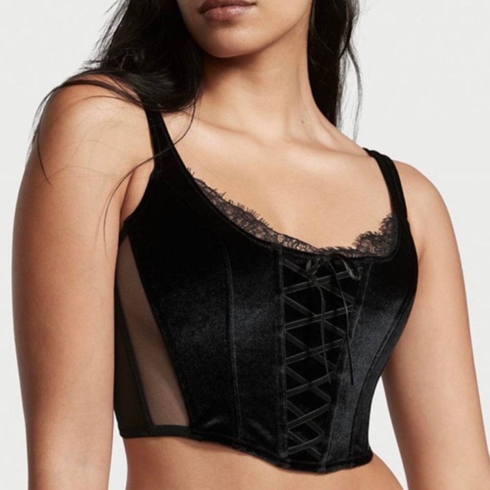 Victoria Secret Black Velvet Corset